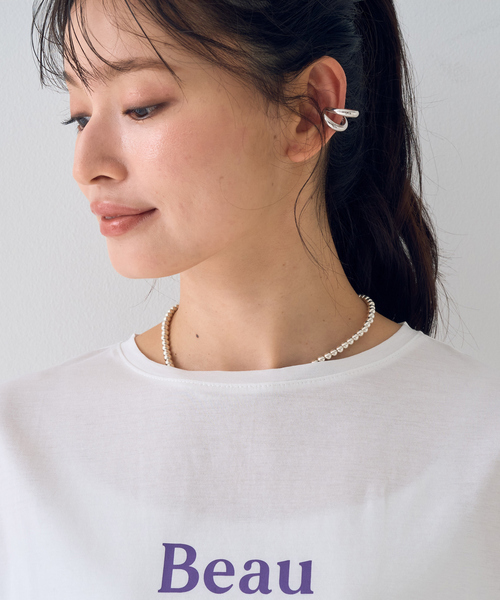 Rouge vif Anna(ルージュヴィフアンナ)の「ターンバックロゴTシャツ(Tシャツ/カットソー・レディース・パープル/チャコールグレー・フリー)」の8枚目の写真