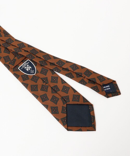 JOHN COMFORT（ジョンコンフォート）の「JOHN COMFORT / シルク 小紋柄 プリント ネクタイ（ネクタイ・メンズ・ダークオレンジ/オリーブ・ONE SIZE）」の4枚目の写真