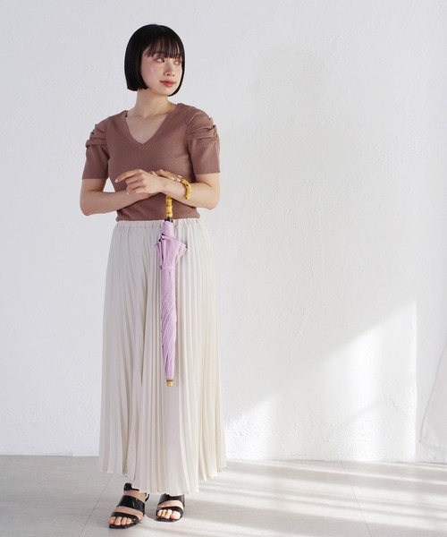 nifty colors(ニフティーカラーズ)の「【日傘 晴雨兼用】Peachdrop sun shade 2steps mini 50㎝(折りたたみ傘・レディース・ピンク/ホワイト/ベージュ・FREE)」の21枚目の写真