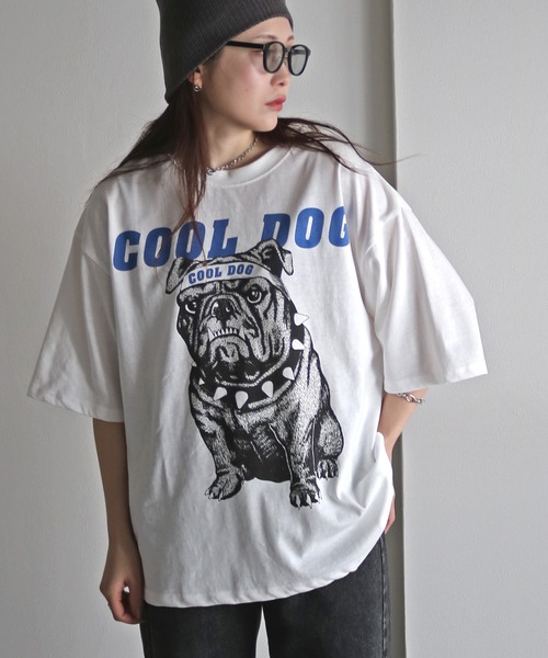 COURO(コウロ)の「クールアニマルプリントTシャツ(Tシャツ/カットソー・レディース・オートミール/チャコールグレー/ホワイト系/ライトグレー系/ホワイト/チャコール・M/XL/L)」の3枚目の写真