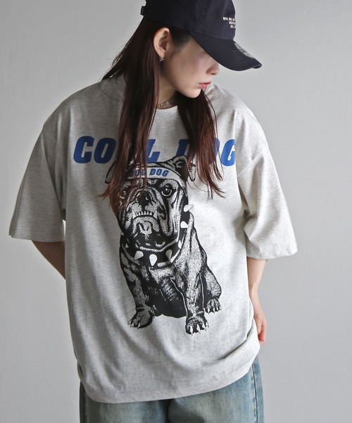 COURO(コウロ)の「クールアニマルプリントTシャツ(Tシャツ/カットソー・レディース・オートミール/チャコールグレー/ホワイト系/ライトグレー系/ホワイト/チャコール・M/XL/L)」の5枚目の写真