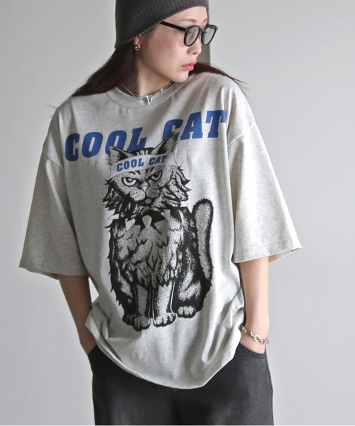 COURO(コウロ)の「クールアニマルプリントTシャツ(Tシャツ/カットソー・レディース・オートミール/チャコールグレー/ホワイト系/ライトグレー系/ホワイト/チャコール・M/XL/L)」の6枚目の写真