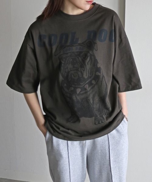 COURO(コウロ)の「クールアニマルプリントTシャツ(Tシャツ/カットソー・レディース・オートミール/チャコールグレー/ホワイト系/ライトグレー系/ホワイト/チャコール・M/XL/L)」の16枚目の写真