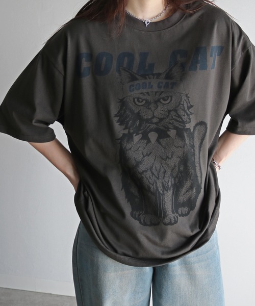 COURO(コウロ)の「クールアニマルプリントTシャツ(Tシャツ/カットソー・レディース・オートミール/チャコールグレー/ホワイト系/ライトグレー系/ホワイト/チャコール・M/XL/L)」の19枚目の写真