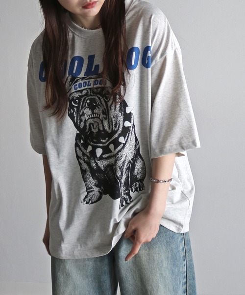 COURO(コウロ)の「クールアニマルプリントTシャツ(Tシャツ/カットソー・レディース・オートミール/チャコールグレー/ホワイト系/ライトグレー系/ホワイト/チャコール・M/XL/L)」の12枚目の写真