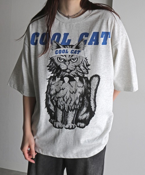 COURO(コウロ)の「クールアニマルプリントTシャツ(Tシャツ/カットソー・レディース・オートミール/チャコールグレー/ホワイト系/ライトグレー系/ホワイト/チャコール・M/XL/L)」の9枚目の写真