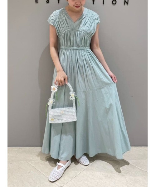 ESTNATION（エストネーション）の「ESTNATION / コットンギャザー ワンピース（ワンピース・レディース・ブラック/ピンク/ライトグリーン・FREE）」の15枚目の写真