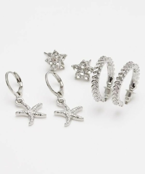 AMINA COLLECTION(アミナコレクション)の「Kahiko/カヒコ ピアス プルメマイレ 3組セット 4CBZ5104(ピアス(両耳用)・レディース・シルバー/ゴールド・FREE)」の1枚目の写真
