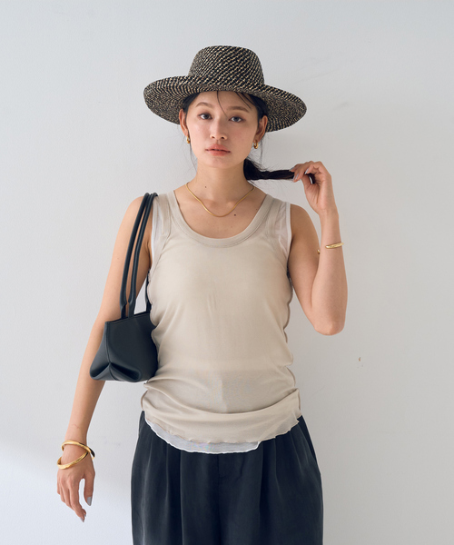 Rouge vif Anna(ルージュヴィフアンナ)の「【2枚セット】レイヤードカットタンクトップ/裾メローデザイン(タンクトップ・レディース・チャコールグレー/ベージュ・フリー)」の12枚目の写真