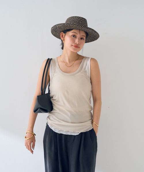 Rouge vif Anna(ルージュヴィフアンナ)の「【2枚セット】レイヤードカットタンクトップ/裾メローデザイン(タンクトップ・レディース・チャコールグレー/ベージュ・フリー)」の11枚目の写真