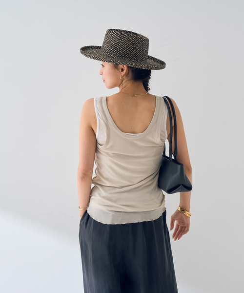 Rouge vif Anna(ルージュヴィフアンナ)の「【2枚セット】レイヤードカットタンクトップ/裾メローデザイン(タンクトップ・レディース・チャコールグレー/ベージュ・フリー)」の8枚目の写真