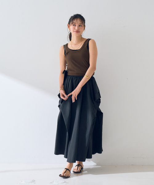 Rouge vif Anna(ルージュヴィフアンナ)の「【2枚セット】レイヤードカットタンクトップ/裾メローデザイン(タンクトップ・レディース・チャコールグレー/ベージュ・フリー)」の22枚目の写真