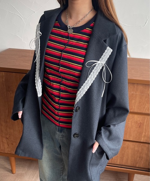 kutir（クティール）の「マルチボーダーメロータンクトップ（タンクトップ・レディース・ネイビー/レッド/ブラウン・FREE）」の3枚目の写真