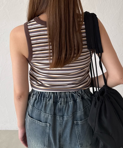 kutir（クティール）の「マルチボーダーメロータンクトップ（タンクトップ・レディース・ネイビー/レッド/ブラウン・FREE）」の7枚目の写真