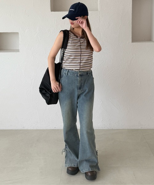 kutir（クティール）の「マルチボーダーメロータンクトップ（タンクトップ・レディース・ネイビー/レッド/ブラウン・FREE）」の8枚目の写真