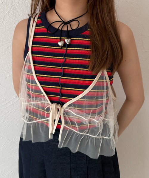 kutir（クティール）の「マルチボーダーメロータンクトップ（タンクトップ・レディース・ネイビー/レッド/ブラウン・FREE）」の4枚目の写真