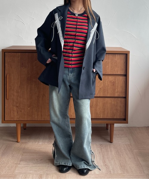 kutir（クティール）の「マルチボーダーメロータンクトップ（タンクトップ・レディース・ネイビー/レッド/ブラウン・FREE）」の5枚目の写真