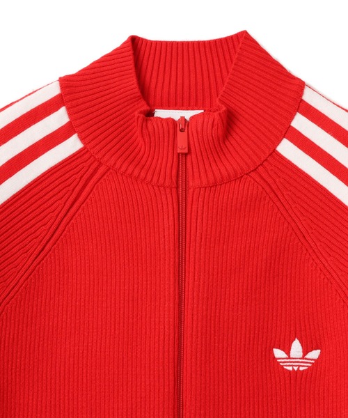adidas(アディダス)の「adidas ADICOLOR 3 STRIPES SLIM KNIT TRACK TOP / アディダス アディカラー 3 ストライプス スリム ニット トラック トップ(ニット/セーター・レディース・レッド・S/L/M)」の5枚目の写真