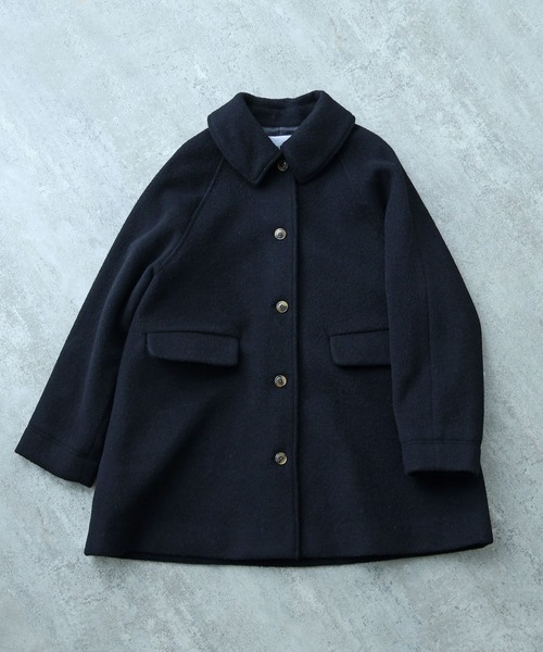 モへヤ/カシミヤ シャギー Aラインコート（ステンカラーコート