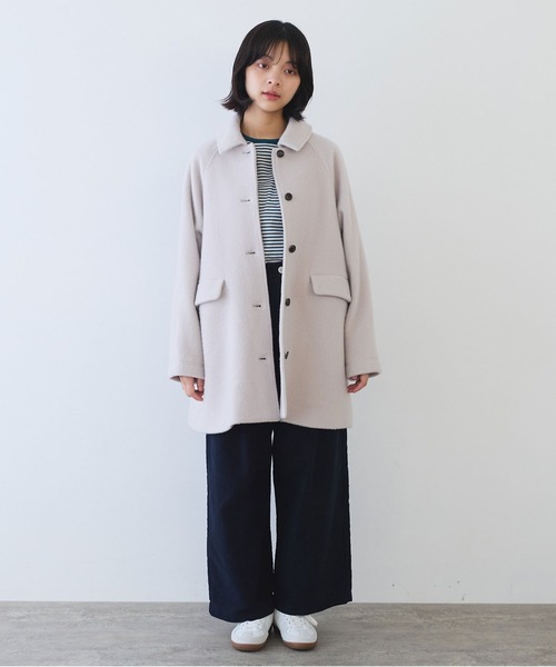 bulle de savon(ビュルデサボン)の「モへヤ/カシミヤ シャギー Aラインコート(ステンカラーコート・レディース・ピンク/サックスブルー/ブラック・FREE)」の13枚目の写真