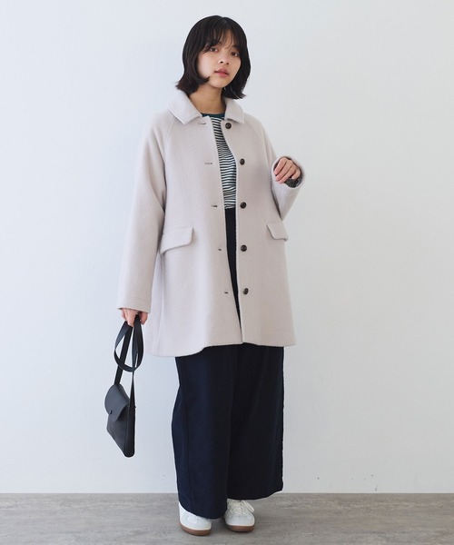 bulle de savon(ビュルデサボン)の「モへヤ/カシミヤ シャギー Aラインコート(ステンカラーコート・レディース・ピンク/サックスブルー/ブラック・FREE)」の14枚目の写真