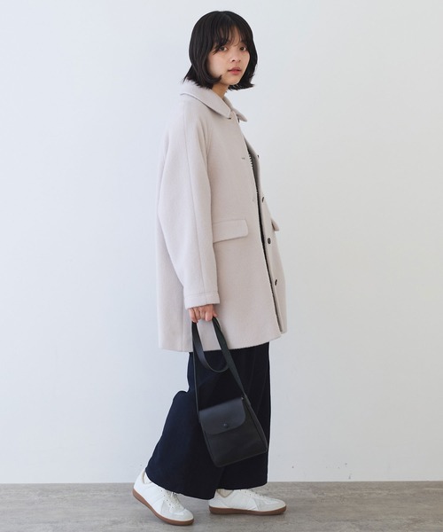 bulle de savon(ビュルデサボン)の「モへヤ/カシミヤ シャギー Aラインコート(ステンカラーコート・レディース・ピンク/サックスブルー/ブラック・FREE)」の15枚目の写真