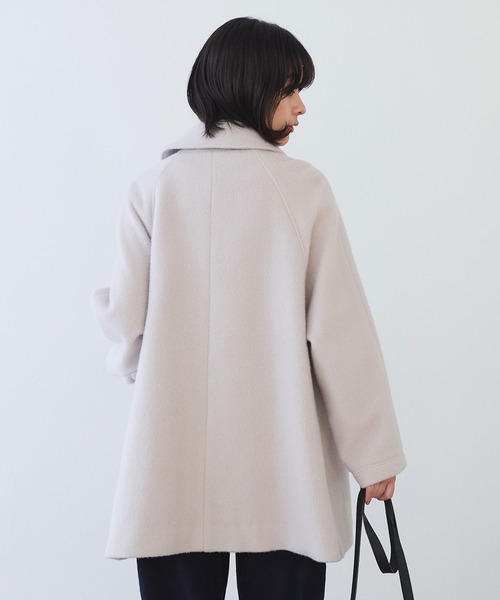bulle de savon(ビュルデサボン)の「モへヤ/カシミヤ シャギー Aラインコート(ステンカラーコート・レディース・ピンク/サックスブルー/ブラック・FREE)」の9枚目の写真