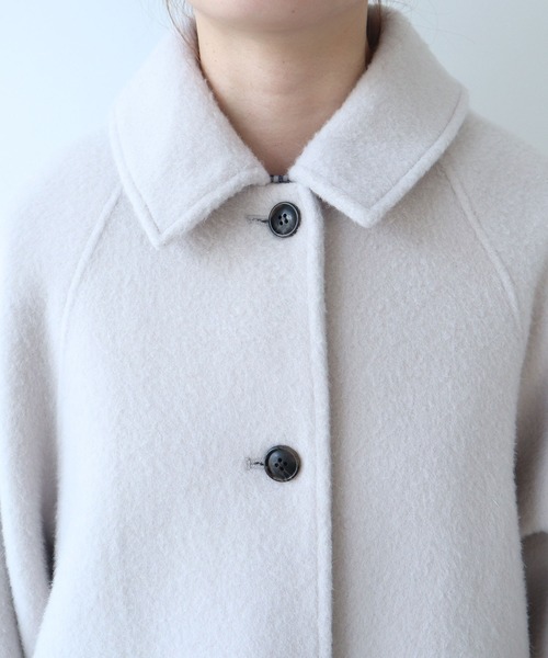 bulle de savon(ビュルデサボン)の「モへヤ/カシミヤ シャギー Aラインコート(ステンカラーコート・レディース・ピンク/サックスブルー/ブラック・FREE)」の21枚目の写真