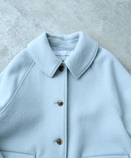 モへヤ/カシミヤ シャギー Aラインコート（ステンカラーコート