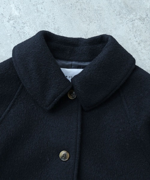 モへヤ/カシミヤ シャギー Aラインコート（ステンカラーコート