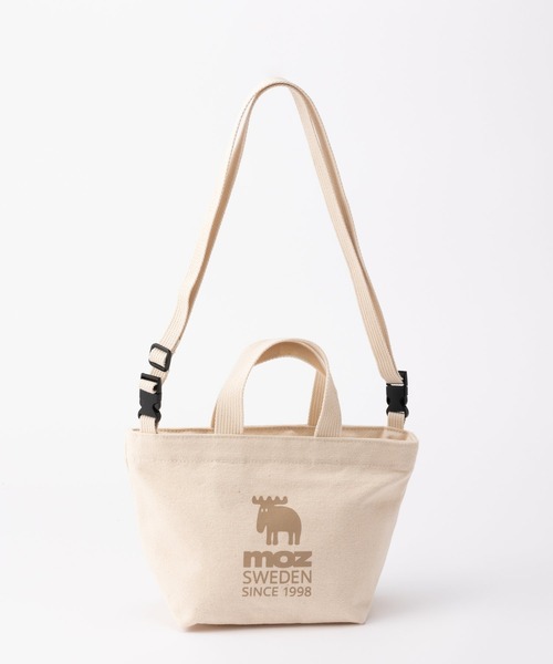 moz(モズ)の「moz モズ ファスナーの付いた帆布トートS ショルダー付(トートバッグ・レディース・グレー/ブラック/アイボリー・FREE)」の4枚目の写真