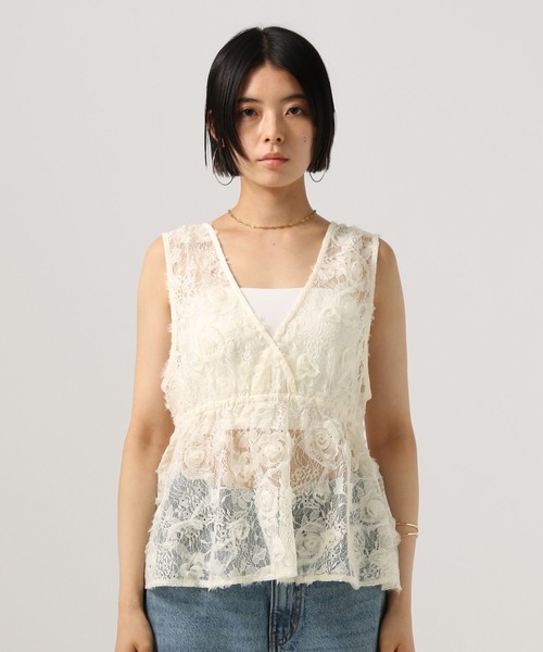 BAYFLOW（ベイフロー）の「[前後で着られる]2WAYレースベスト（ベスト・レディース・ブラック/グレー/オフホワイト・FREE）」の9枚目の写真