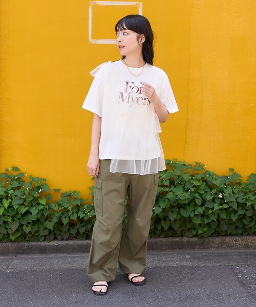 FREAK'S STORE(フリークスストア)の「チュールドッキングプリントTシャツ/シアードッキングTシャツ/ドッキングロゴTシャツ(Tシャツ/カットソー・レディース・オフホワイト/チャコール/ライトグレー・フリ-)」の22枚目の写真