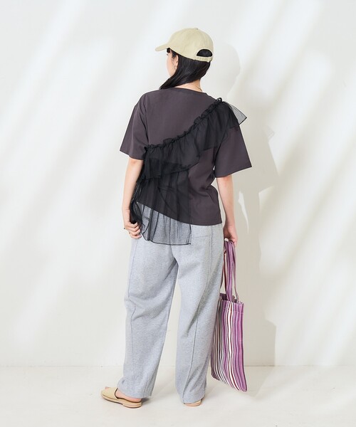 FREAK'S STORE(フリークスストア)の「チュールドッキングプリントTシャツ/シアードッキングTシャツ/ドッキングロゴTシャツ(Tシャツ/カットソー・レディース・オフホワイト/チャコール/ライトグレー・フリ-)」の7枚目の写真