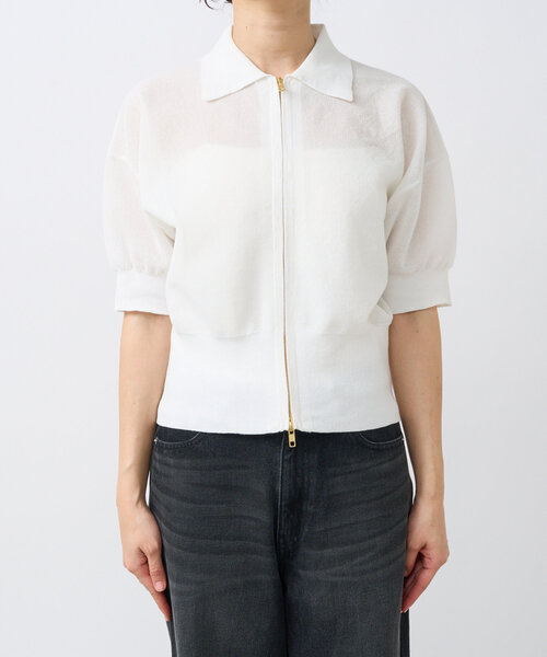 RIVE DROITE（リヴドロワ）の「【抜け感】セミシアーZIPポロニット（パーカー・レディース・ブラック/グレー/オフホワイト・FREE）」の20枚目の写真