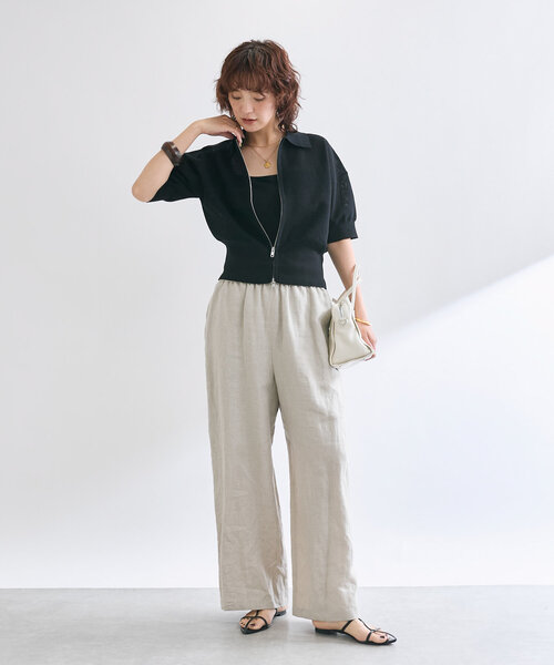 パーカー 「抜け感」セミシアーZIPポロニット レディース 抜け感】セミシアーZIPポロニット（パーカー）｜RIVE DROITE