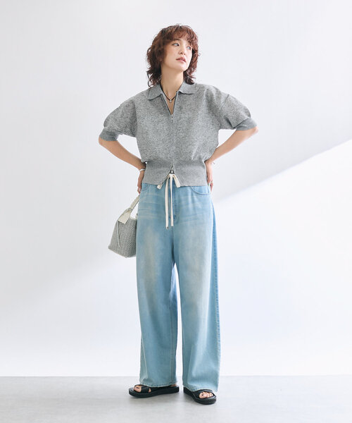 RIVE DROITE（リヴドロワ）の「【抜け感】セミシアーZIPポロニット（パーカー・レディース・ブラック/グレー/オフホワイト・FREE）」の6枚目の写真