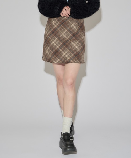 ROOPTOKYO（ループトウキョウ）の「チェック 台形ミニスカート（スカート・レディース・ブラウン/ネイビー・L/M）」の4枚目の写真