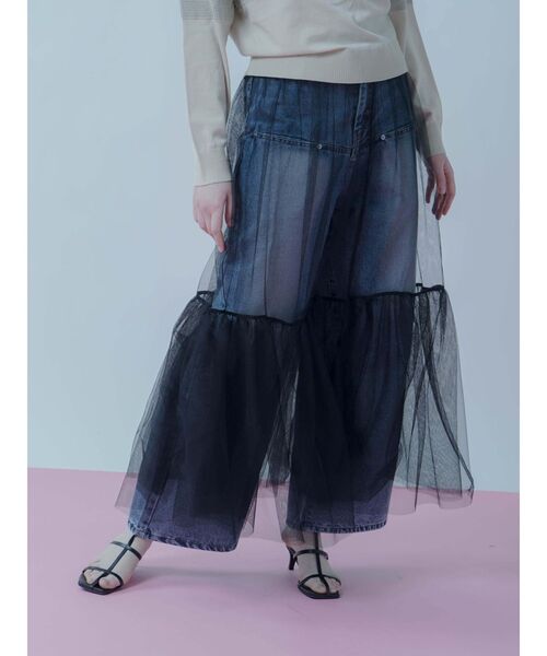 :ETHROF(イーサオブ)の「TULLE LAYERED SKIRT(スカート・レディース・ブラック・MEDIUM)」の2枚目の写真