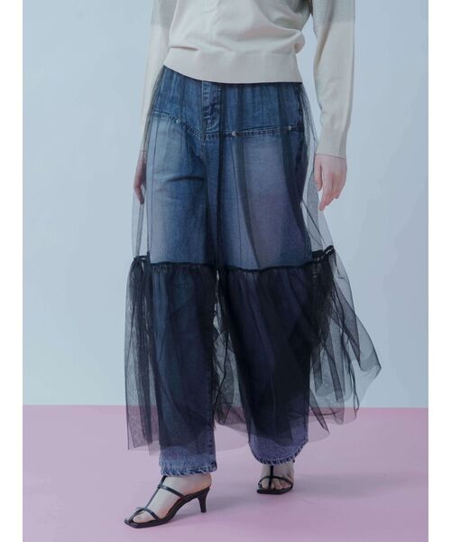 :ETHROF(イーサオブ)の「TULLE LAYERED SKIRT(スカート・レディース・ブラック・MEDIUM)」の1枚目の写真