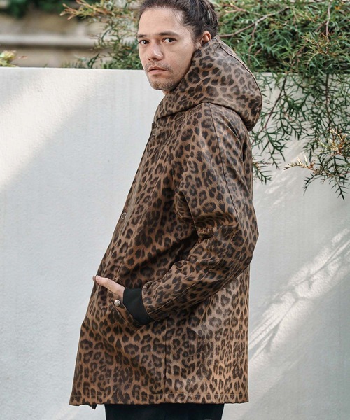 CAMBIO（カンビオ）の「mj10838- Leopard Synthetic Leather Poncho Like Jacket ポンチョ風ジャケット（その他アウター・メンズ・ブラウン/チャコール・S/M/L）」の10枚目の写真