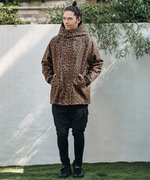CAMBIO（カンビオ）の「mj10838- Leopard Synthetic Leather Poncho Like Jacket ポンチョ風ジャケット（その他アウター・メンズ・ブラウン/チャコール・S/M/L）」の12枚目の写真