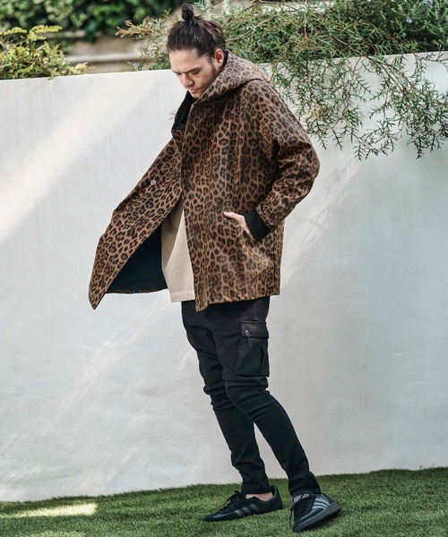 CAMBIO（カンビオ）の「mj10838- Leopard Synthetic Leather Poncho Like Jacket ポンチョ風ジャケット（その他アウター・メンズ・ブラウン/チャコール・S/M/L）」の14枚目の写真