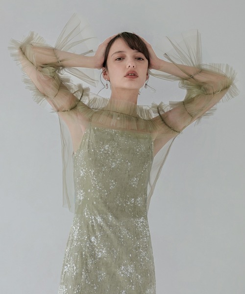 Leja レジャ　チュールフリル マーメイドワンピースドレス オケージョン レジャ Leja チュールフリルペイントマーメイドドレスワンピース2点