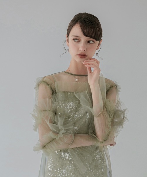 セール】【LEJA】チュールフリルペイントマーメイドドレスワンピース2