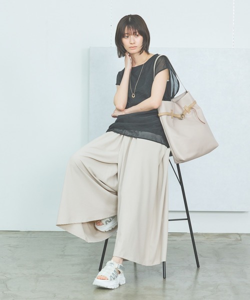 LAKOLE（ラコレ）の「ベルトデザインワンハンドルトートバッグ / 499915（ショルダーバッグ・レディース・ブラウン/オフホワイト/ブラック・FREE）」の21枚目の写真