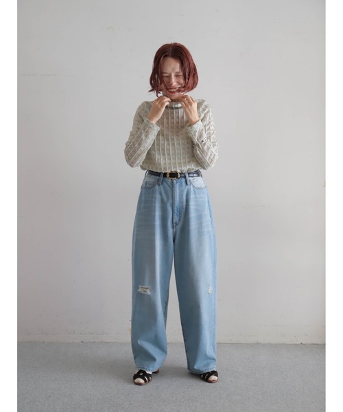 ダメージデニム ワイドテーパードパンツ | NOMBRE IMPAIR