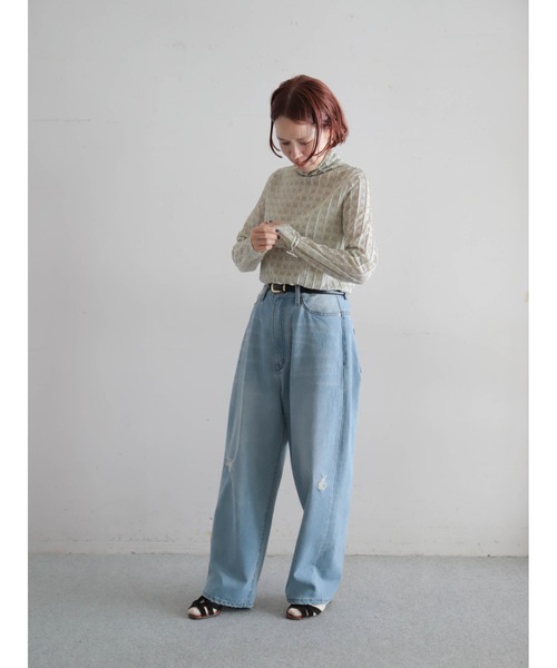 ダメージデニム ワイドテーパードパンツ | NOMBRE IMPAIR