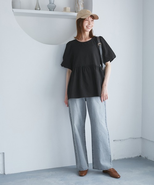 ROPE' PICNIC(ロペピクニック)の「バルーンペプラムブラウス(シャツ/ブラウス・レディース・ブラック/ダークブラウン/サックスブルー/キナリ・38/40)」の22枚目の写真