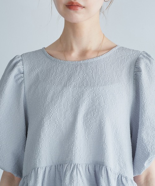 ROPE' PICNIC(ロペピクニック)の「バルーンペプラムブラウス(シャツ/ブラウス・レディース・ブラック/ダークブラウン/サックスブルー/キナリ・38/40)」の8枚目の写真